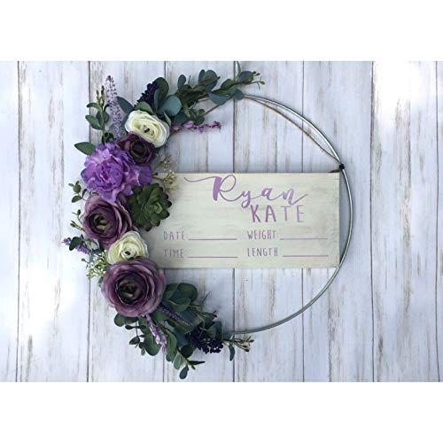 Hospital Door Hanger - Purple Floral - Lilac - Baby Girl - Shabby Chic