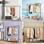 Ejoyous Rolling Garment Rack, Heavy Duty Movable Clothing Hanging Rack Commercial Grade Clothes Rail Display Stand Storage Organizer on Wheel with Bottom Shelf