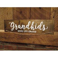 Grandkids photo hanger sign - grandkids picture holder sign - grandkids make life grand- CUSTOMIZE COLORS - HANDMADE TO ORDER - Perryhill Rustics wood sign