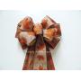 Burnt Orange Fall Leaves Bow Thanksgiving wreath Bow Orange Brown Fall Door Wreath Bow Orange Brown fall Wired Ribbon Bow Fall Plaid Door Hanger Bow