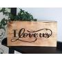 PERSONALIZED I LOVE US, Custom Handcrafted 14 x 7 Wood Sign with Golden Oak Finish, INCLUDES SAW TOOTH HANGER, WEDDING GIFT, RUSTIC COUNTRY DECOR, BIRTHDAY GIFT, by Heartland Country Decor