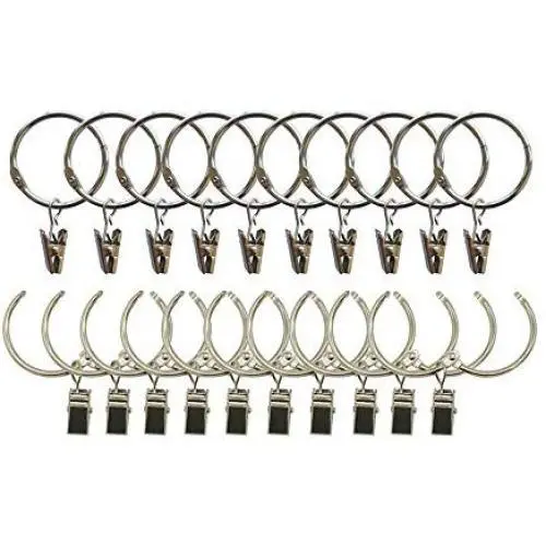 DODXIAOBEUL 2 inch Interior Diameter Open and Close Solid Metal Curtain Ring Hook Rustproof,Movable Clasp Suitable Fixed Pole Shower Curtain Rings/Strong Hooks Set Silver (36) DODXIAOBEUL 2 inch Interior Diameter Open and Close Solid Metal Curtain Ring Hook Rustproof,Movable Clasp Suitable Fixed Pole Shower Curtain Rings/Strong Hooks Set Silver (36)