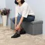 SONGMICS Folding Storage Ottoman Bench Storage Chest Foot Rest Stool with Metal Support, Holds up to 660lb, Light Grey ULSF77G