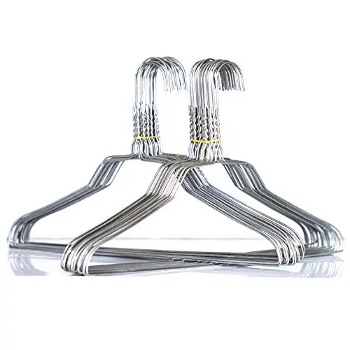 BriaUSA Metal Clothes Hangers 50 Pack Silver Color Galvanized Wire Hangers Length 16 inch Thickness 12 Gauge