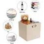 Foldable Storage Bins with Dual Metallic Handles[2-Pack], Storage Boxes Cubes, Container Organizer Baskets, Fabric Drawers for Clothes, Thick Cloth with Shimmer, 11×11×11, Creamy White