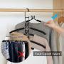 CESHUMD Space Saving Hangers for Clothes Detachable 5 Layers Stainless Steel Non-Slip Foam Padded Velvet Clothing Hangers Metal Closet Storage Organizer for Pants Shirts Jeans Trousers 5-Tier Black