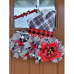 Christmas Holiday Wreath for Front Door Snowman Hat Seasonal Wall Hanger