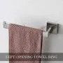 VELIMAX Premium Stainless Steel Hand Towel Holder Square Towel Ring Towel Hanger Wall Mounted for Bathroom Contemporary Style, Brushed Finish, Left Opening