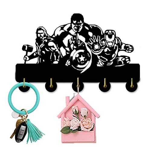 The Hulks Key Rack Holder Wall Hanger Wall Hook Key Hanger Rack Hanger Wall Art Adhesive Sticker Solid Wood Hooks Wall Door Clothes Coat Hat Hanger Kitchen Bathroom Rustproof Hook