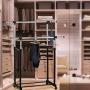 Modern Chrome Plated Garment Rack with Adjustable Telescopic Double Rail/Rolling Clothes Hanger, Black