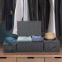 Sorbus Storage Boxes Woven Basket Bin Container Tote Cube Organizer Set Stackable Storage Basket Woven Strap Shelf Organizer Built-in Carry Handles (Woven Lid Baskets - Gray)