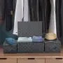 Sorbus Storage Boxes Woven Basket Bin Container Tote Cube Organizer Set Stackable Storage Basket Woven Strap Shelf Organizer Built-in Carry Handles (Woven Lid Baskets - Gray)
