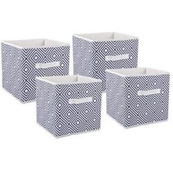 DII Foldable Fabric Storage Containers for Nurseries, Offices, Closets, Home Décor, Cube Organizers & Everyday Use, 11 x 11 x 11, Nautical Blue Diamond-Set of 4