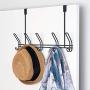 Over The Door Hanger - Black 10 Hook Rack Heavy Duty Stainless Steel for Coat, Hat, Robe, Towel, Bedroom, Closet, and Bathroom, 3.75" x 18.75" x 11" Door Hook