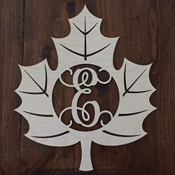 Unfinished Wood Leaf Monogram Hanger - Fall Leaf Door Hanger - Autumn Leaf Initial Wreath - Fall Wall Hanger - Maple Leaf Wreath -Fall Decor