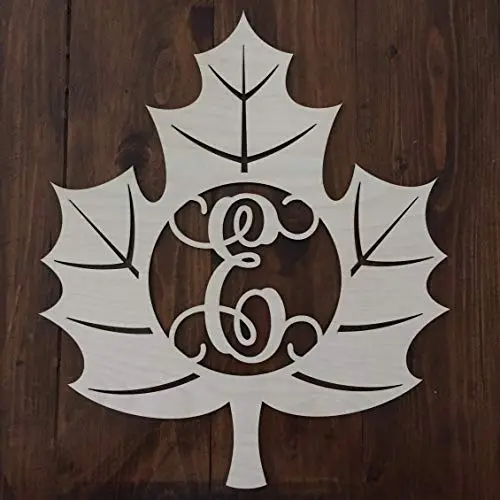 Unfinished Wood Leaf Monogram Hanger - Fall Leaf Door Hanger - Autumn Leaf Initial Wreath - Fall Wall Hanger - Maple Leaf Wreath -Fall Decor