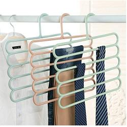 Pants Hangers Holders Multifunction Trousers Hanger Storage Rack Clothes Hanger Tie Scarfs Belt Towel Non-Slip Magic Hanger 5PC Random Color