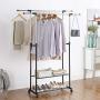 HOME BI Adjustable Garment Rack with 2 Tier Metal Shelf for Shoes Boxes, Rolling Clothes Organizer, High Capacity,Stainless Steel,Heavy Duty up to 110 pounds,Black HOME BI Adjustable Garment Rack with 2 Tier Metal Shelf for Shoes Boxes, Rolling Clothes Organizer, High Capacity,Stainless Steel,Heavy Duty up to 110 pounds,Black