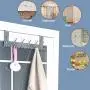 SKOLOO Over The Door Hook, Over The Door Hanger Towel Rack for Bathroom, Stainless Steel Door Hanger Hook, 6 Over Door Hooks for Hanging Coats Robes Clothes Hats (Square, Silver)