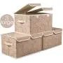 Prandom Large Stackable Storage Bins with Lids Fabric Decorative Storage Boxes Cubes Organizer Containers Baskets with Cover Handles Divider for Bedroom Closet Living Room 17.3x11.8x9.8 Inch 3 Pack