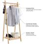 LANGRIA Foldable Bamboo Clothes Laundry Rack with 4 Side Hooks Lower Shoe Shelf for Extra Storage Space A-Frame Design Garment Stand, Bamboo Natural Color LANGRIA Foldable Bamboo Clothes Laundry Rack with 4 Side Hooks Lower Shoe Shelf for Extra Storage Space A-Frame Design Garment Stand, Bamboo Natural Color