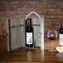 MyGift 2-Bottle Vintage Grey Wine Storage Boxes with Locking Latch & Rope Handle