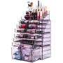 Readaeer Makeup Cosmetics Organizer Storage Display Boxes with 12 Drawers (Purple)