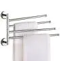 AIYoo Swivel Towel Bar 15 inch Wall-Mounted SUS 304 Stainless Steel 4-Arm Bathroom Swing Hanger Towel Rack Holder Storage Organizer Space Saving, Brushed chrome