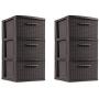 3 Drawer Storage Weave Cart Set of 2 Espresso Plastic Storage Boxes Organizer NEW