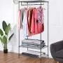 Tangkula Garment Rack 3-Tier Heavy Duty DIY Portable Home Wire Shelving Clothes Hanger Closet Organizer