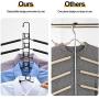 Hangers Space Saver, 5 in 1 Anti-Slip Clothes Rack, Multilayer Metal Magic Clothes Hanger with EVA Sponge Hangers for Closet Space Saving Detachable Hanger for Suit Coat Jacket Sweater Skirt Shirt Pan