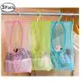 DurReus Multipurpose Clothespin Bag with Hanger,Hanging Mesh Drying Bag Laundry Shower Caddy Kitchen Bathroom Storage Organizer 3 Pack