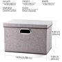 Prandom Foldable Storage Boxes with Lids [3-Pack] Linen Fabric Collapsible Storage Bins Organizer Containers Baskets Cube with Cover for Home Bedroom Closet Office Nursery (14.9x9.8x9.8)