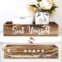 Would Poop Here Again & Seat Yourself Bathroom Decor Storage Box, Toilet Paper Holder Stand, Farmhouse Rustic Wood Organizer