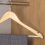 HANGERWORLD 30 Natural Wooden 17.5inch Notched Coat Clothes Garment Hangers Non Slip Pants Bar