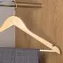 HANGERWORLD 30 Natural Wooden 17.5inch Notched Coat Clothes Garment Hangers Non Slip Pants Bar HANGERWORLD 30 Natural Wooden 17.5inch Notched Coat Clothes Garment Hangers Non Slip Pants Bar