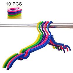 XREXS 10pcs Portable Travel Hangers Foldable Plastic Travel Suit Coat Clothes Hangers w Anti-slip Grooves (10pcs assorted colors)