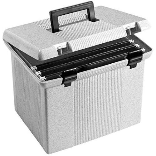 Pendaflex Portable File Box, 11&quotH x 14" W x 11 1/8" D, Granite (41747)