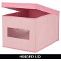 mDesign Decorative Soft Stackable Fabric Closet Storage Organizer Holder Boxes - Clear Window, Attached Lid, for Child/Kids Room, Nursery - Large, Collapsible Foldable - Herringbone Print, 2 Pack - Pink mDesign Decorative Soft Stackable Fabric Closet Storage Organizer Holder Boxes - Clear Window, Attached Lid, for Child/Kids Room, Nursery - Large, Collapsible Foldable - Herringbone Print, 2 Pack - Pink