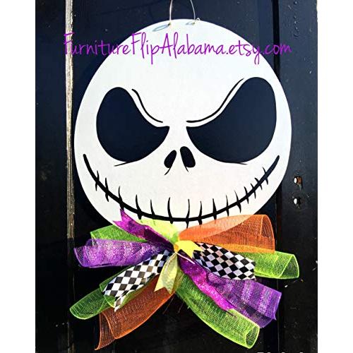Halloween door hanger Jack skellington wreath nightmare before christmas sign