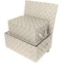 Sorbus Storage Boxes Woven Basket Bin Container Tote Cube Organizer Set Stackable Storage Basket Woven Strap Shelf Organizer Built-in Carry Handles (Woven Lid Baskets - Beige)
