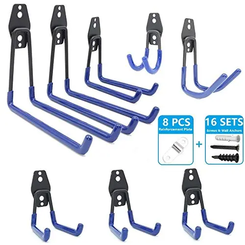 Wolf Knight Sport 8 Pack Garage Storage Utility Double Hooks - Premium Steel - Heavy Duty for Organizing Power Tools - Wall Hanger Hook Holder Storage Rack for Ladders Bikes Ropes Bulk items Blue Wolf Knight Sport 8 Pack Garage Storage Utility Double Hooks - Premium Steel - Heavy Duty for Organizing Power Tools - Wall Hanger Hook Holder Storage Rack for Ladders Bikes Ropes Bulk items Blue
