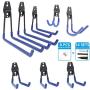 Wolf Knight Sport 8 Pack Garage Storage Utility Double Hooks - Premium Steel - Heavy Duty for Organizing Power Tools - Wall Hanger Hook Holder Storage Rack for Ladders Bikes Ropes Bulk items Blue