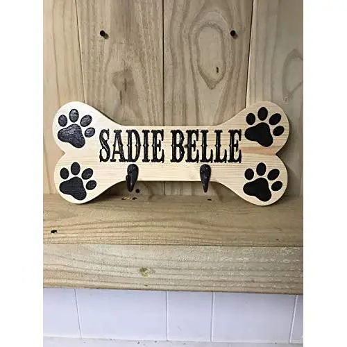 Personalized Dog Leash Holder, Personalized Leash Hanger, Pet Name Sign, Pet Collar Holder, Pet Leash Holder, Custom Leash Holder, Paw Print