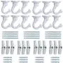 Pack of 12 Complete Sets ? Heavy Duty Metal Ceiling Hooks, Wide Opening Swag Hooks, Plant Hanging Hooks with Hardware, White Enamel Finish Pack of 12 Complete Sets ? Heavy Duty Metal Ceiling Hooks, Wide Opening Swag Hooks, Plant Hanging Hooks with Hardware, White Enamel Finish
