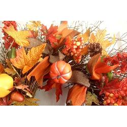 Fall wreath, Autumn harvest wreath for front door, fall door hanger, extra large wreath 24 inch