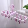 SUOWO Folding Portable Clip Drip Hangers for Baby Clothes Socks Laundry Drying Space Saving Travel Rotatable Plastic 12 Clips (Lilac)