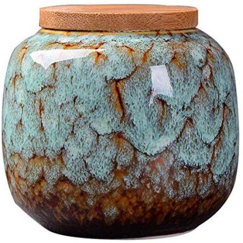 High Ceramic Marble Grain Tea Boxes Home Storage Boxes Exquisite Teaware Sets Concise Sealed Tea Canddies Home Table Decor (Light blue)