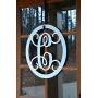 Metal Monogram Letter, Monogram Wreath, Door Hanger Monogram, Metal Monogram Letter, Oval Monogramed Wreath, Wall Art