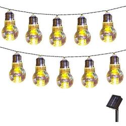 Obrecis 10 LED Colorful Bulb Solar Patio String Lights, Fairy Lights Copper Lantern Lights Outdoor Solar Garden Light Hangers Firefly Lamp for Yard, Lawn, Pergolas, Party Decorations-12.5ft(Gourd)